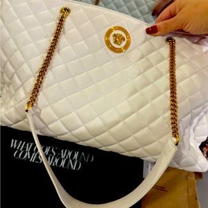 Large white quilted Versace bag